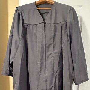 Gray Graduation Gown Halloween Costume, 46" length, zipper front